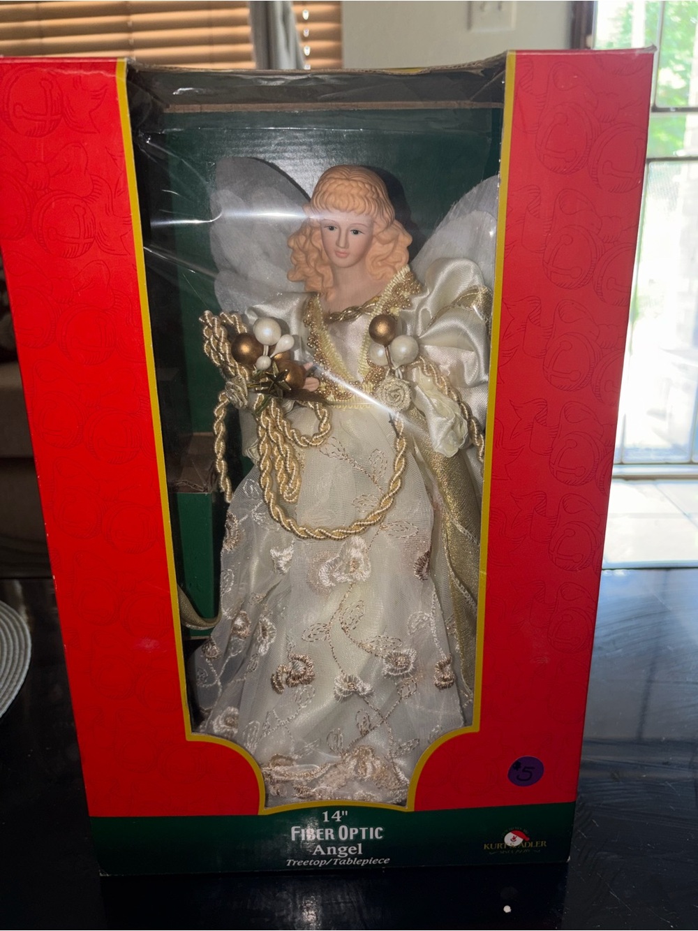 14" Fiber Optic Angel Tree Topper in White and Gold - Classic Holiday Accent